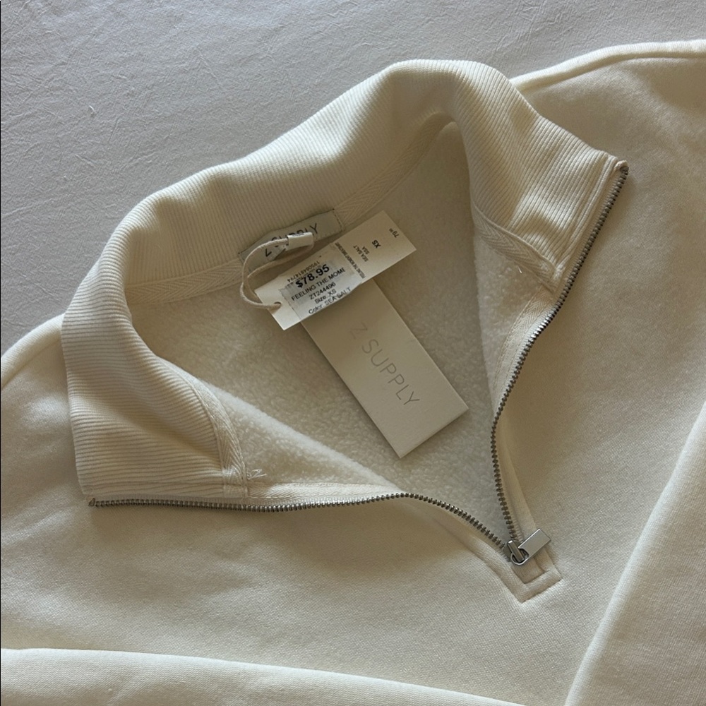 Z Supply Cream Quarter-Zip Sweatshirt